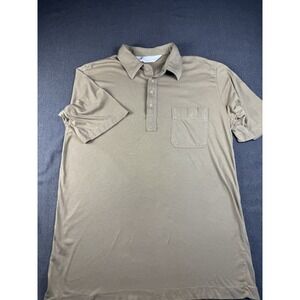 Arnold Palmer Polo Shirt Men's Large Black Brown 1/4 Button‎ Up Short Sleeve